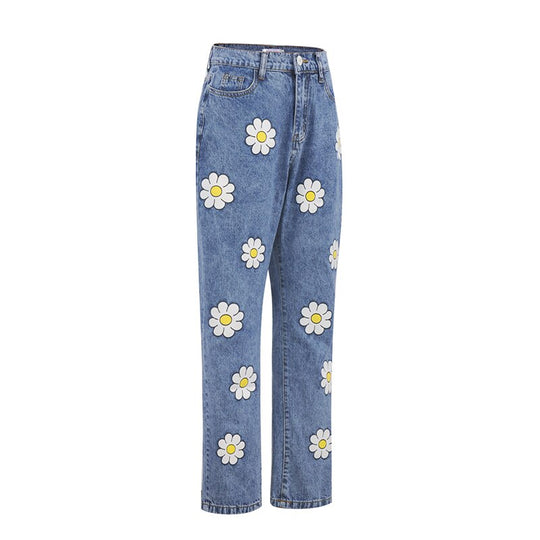 Daisy Print High-Waist Jeans | Retro Style Must-Have