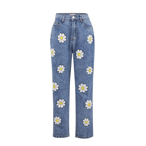 Daisy Print High-Waist Jeans | Retro Style Must-Have