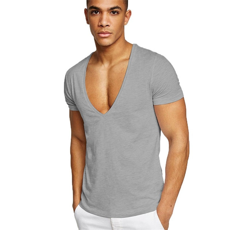 Deep V-Neck Men's T-Shirt | Stylish Comfort with Modern Men's Fashion