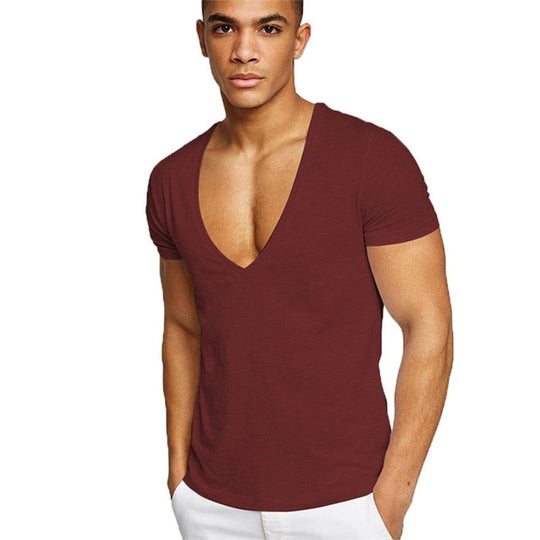 Deep V-Neck Men's T-Shirt | Stylish Comfort with Modern Men's Fashion
