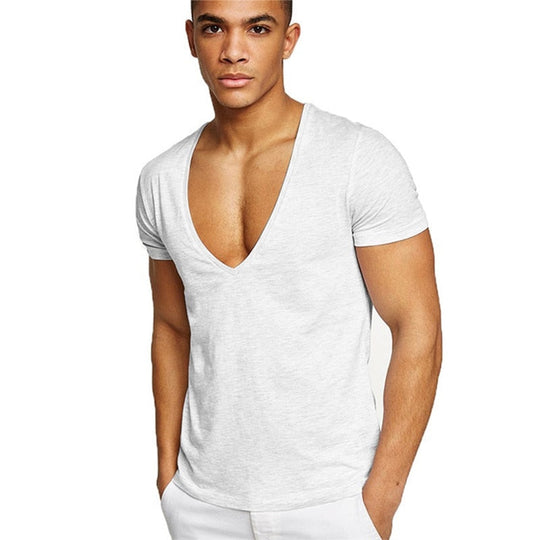 Deep V-Neck Men's T-Shirt | Stylish Comfort with Modern Men's Fashion