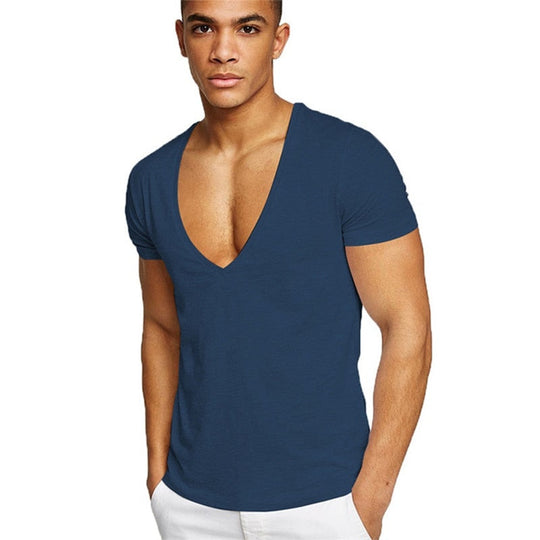 Deep V-Neck Men's T-Shirt | Stylish Comfort with Modern Men's Fashion