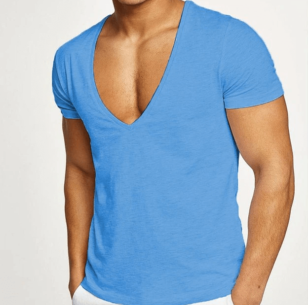 Deep V-Neck Men's T-Shirt | Stylish Comfort with Modern Men's Fashion