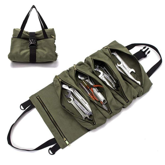 Durable Tactical Tool Organizer | Multi-Compartment Roll-Up Tool Bag Design