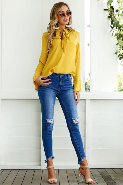 Elegant Bow Tie Blouse | Sophisticated Fashion Versatility