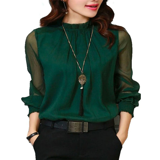 Elegant Chiffon Blouse | Sheer Sleeves Design