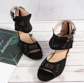Elegant Cutout Chunky Heel Sandals | All-Day Comfort & Style