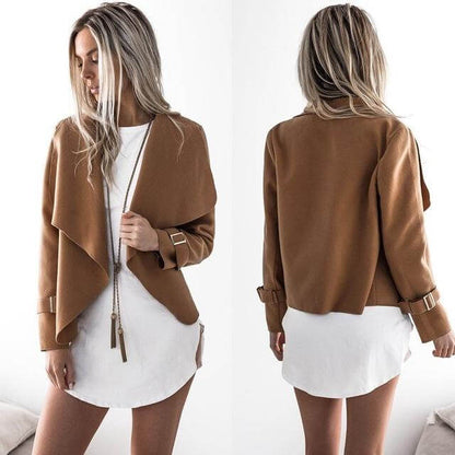 Elegant Draped Women's Jacket | Versatile Styling Outerwear