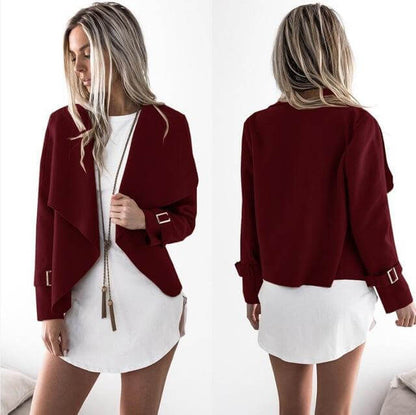Elegant Draped Women's Jacket | Versatile Styling Outerwear
