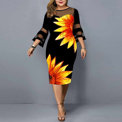 Elegant Floral Sheath Dress | Plus Size Fashion Dress