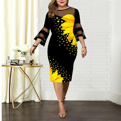 Elegant Floral Sheath Dress | Plus Size Fashion Dress