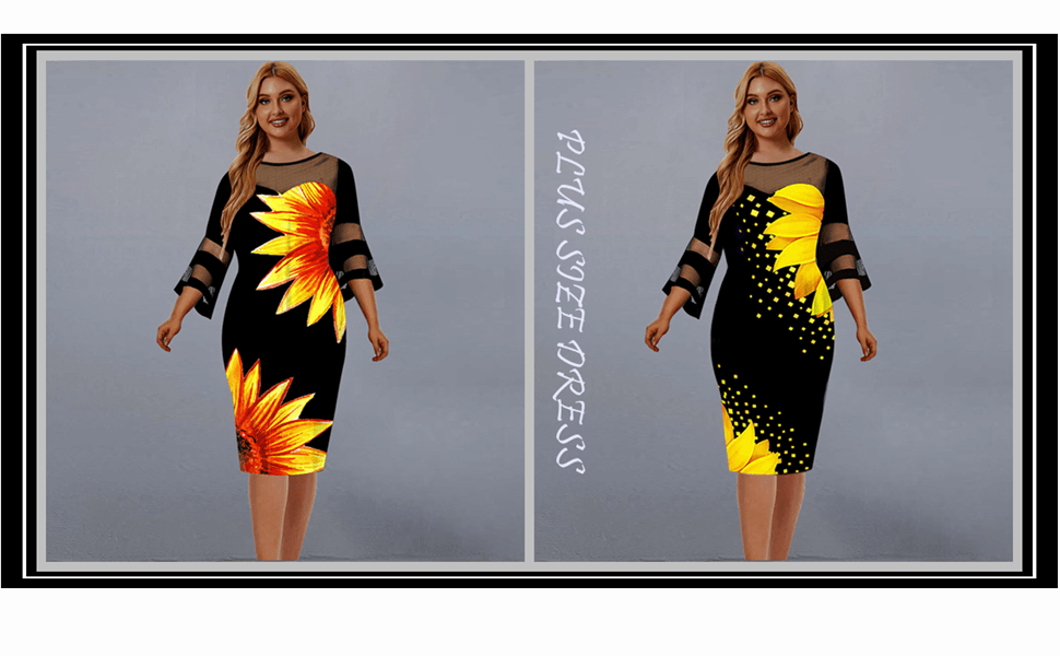 Elegant Floral Sheath Dress | Plus Size Fashion Dress