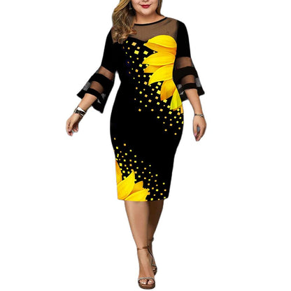 Elegant Floral Sheath Dress | Plus Size Fashion Dress