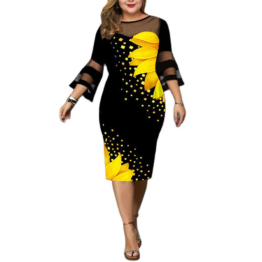 Elegant Floral Sheath Dress | Plus Size Fashion Dress