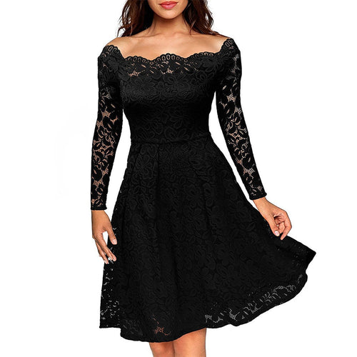 Elegant Lace A-Line Dress | Timeless Off-Shoulder Style