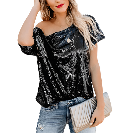 Elegant Sequin Off-Shoulder Top | Party-Ready Glam Statement