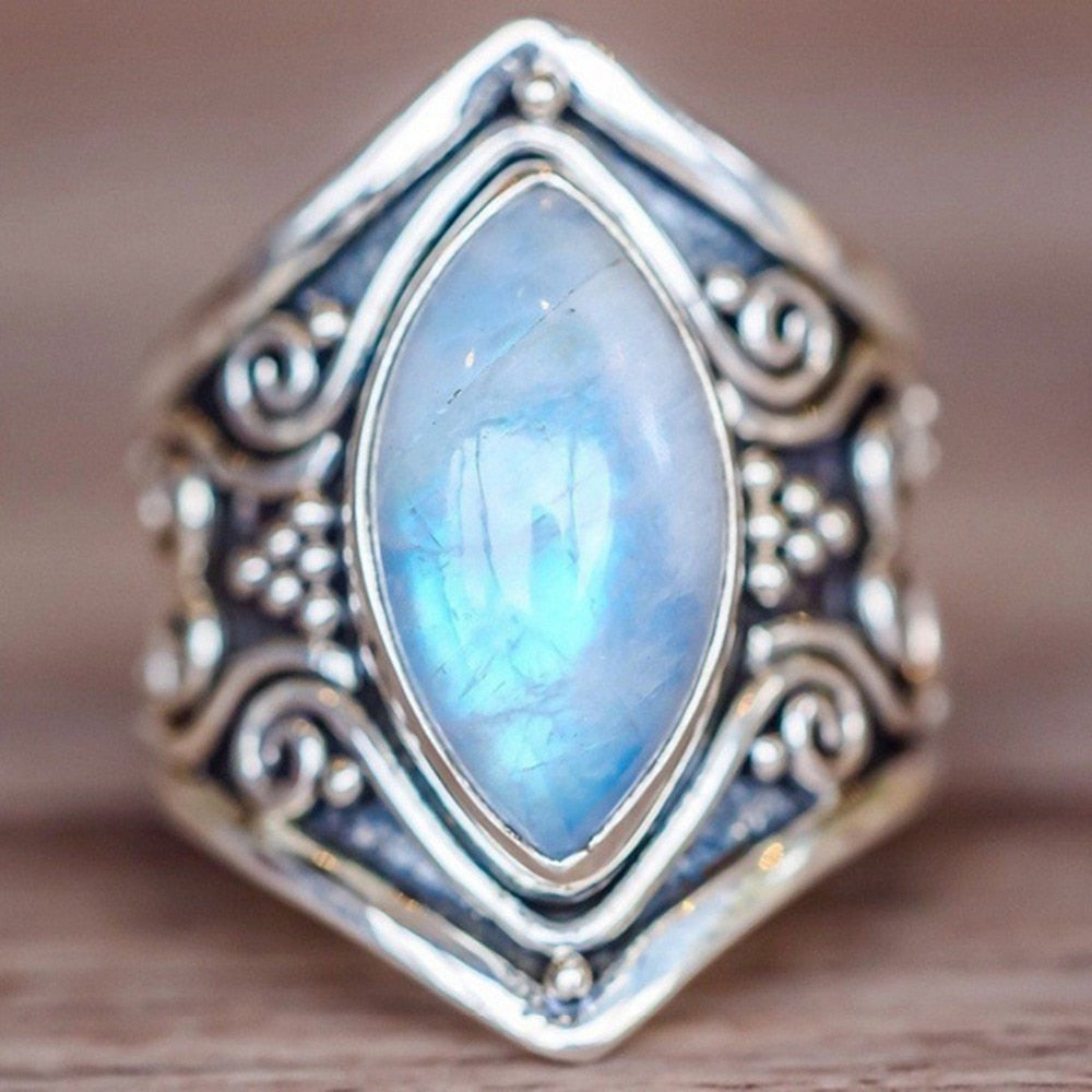 Ethereal Moonstone Ring | Vintage Moonlit Elegance