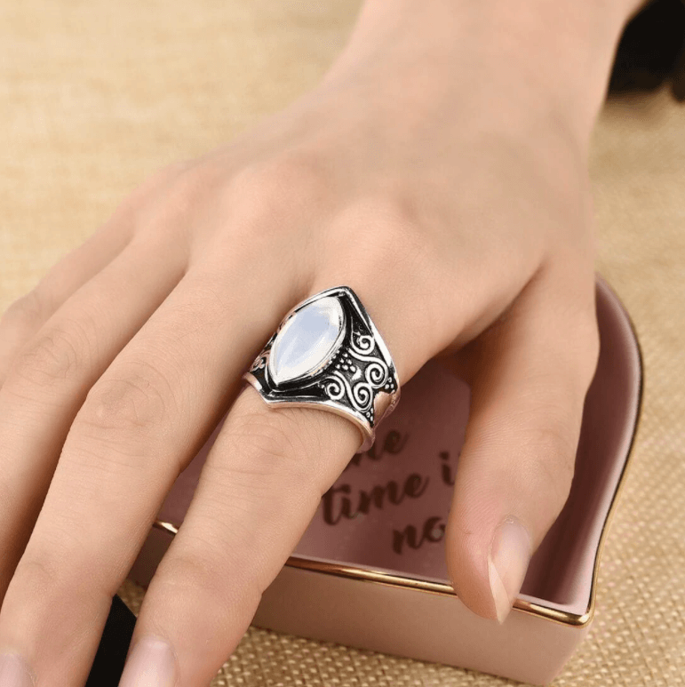 Ethereal Moonstone Ring | Vintage Moonlit Elegance