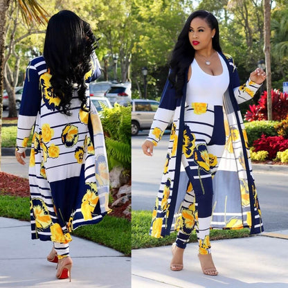Fashion-Forward Women's Cardigan & Pants Set | Vibrant Patterns