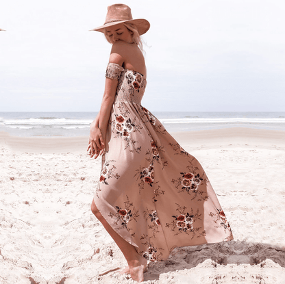 Floral Boho Maxi Dress | Bohemian Summer Off-Shoulder Style