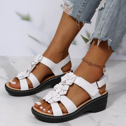 Floral Embellished Sandals | Cushioned Comfort Summer Sandals