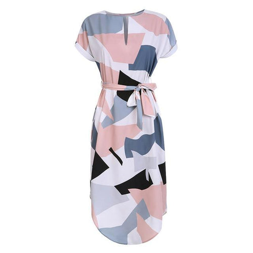Geometric Print Belted Dress | Fashion-Forward Chic Design
