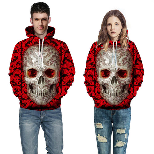 Gothic Skull Hoodie | Bold Red Design