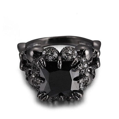 Gothic Skull Ring | Bold Black Stone Statement