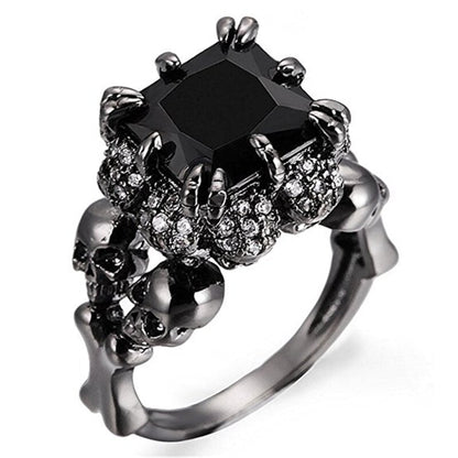 Gothic Skull Ring | Bold Black Stone Statement