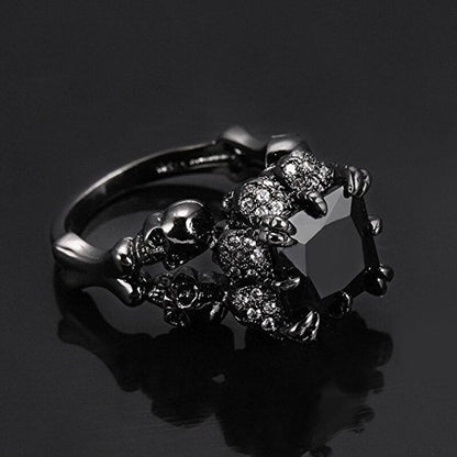 Gothic Skull Ring | Bold Black Stone Statement