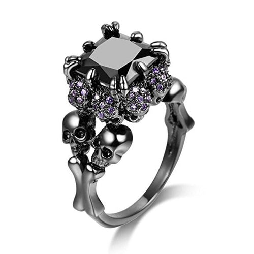 Gothic Skull Ring | Bold Black Stone Statement