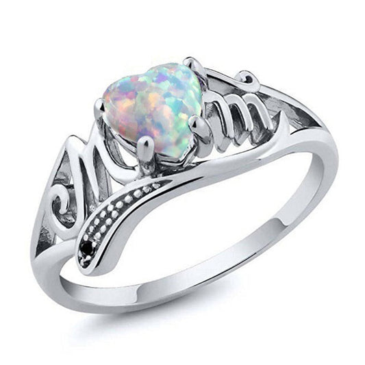 Heart Gemstone Mom Ring | Personalized Elegance Ring