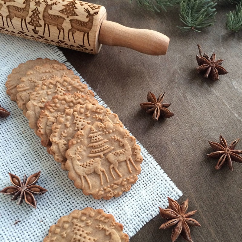 Holiday Embossed Rolling Pin | Festive Bakeware Designs