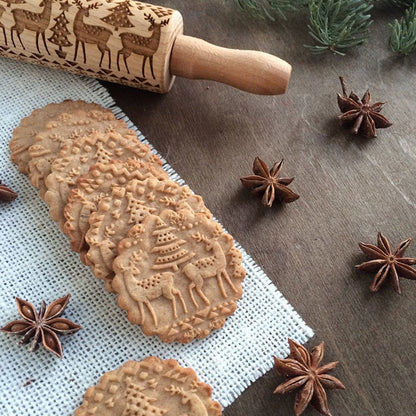 Holiday Embossed Rolling Pin | Festive Bakeware Designs