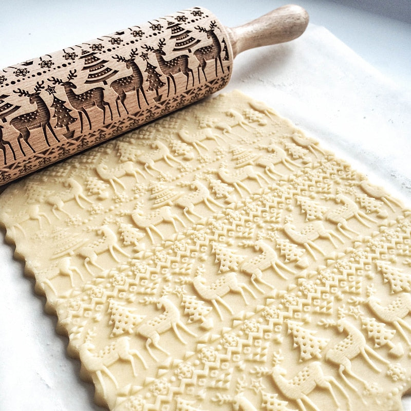 Holiday Embossed Rolling Pin | Festive Bakeware Designs