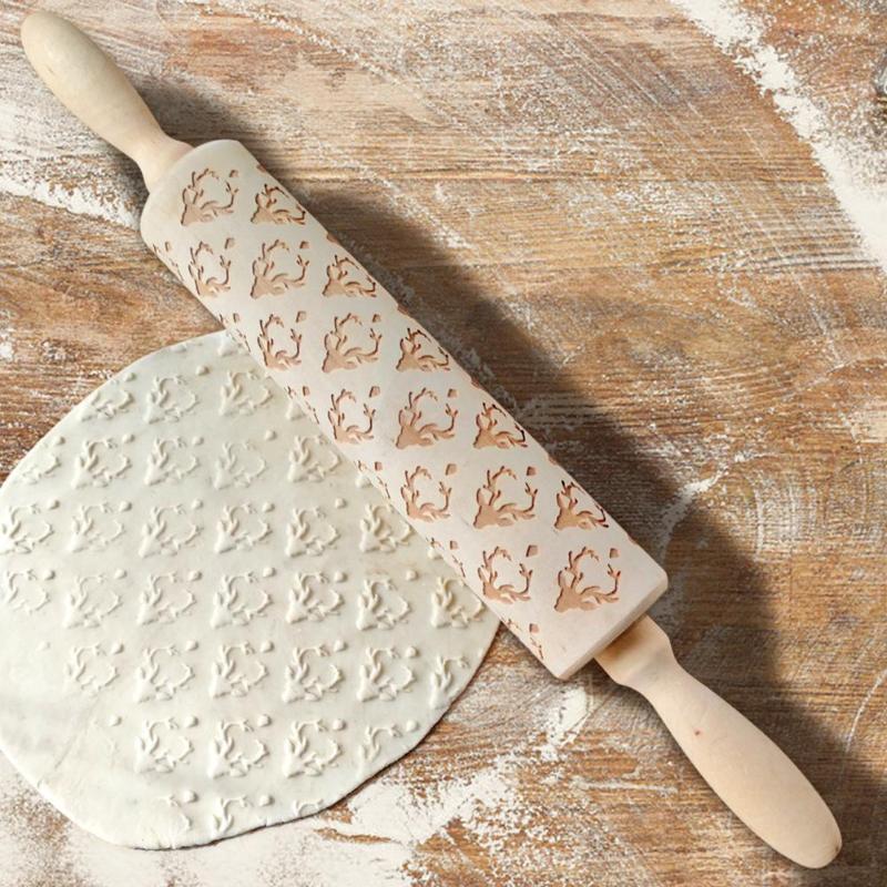 Holiday Embossed Rolling Pin | Festive Bakeware Designs