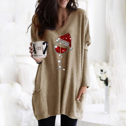 Holiday Wine Glass Sweater Dress | Festive Charm