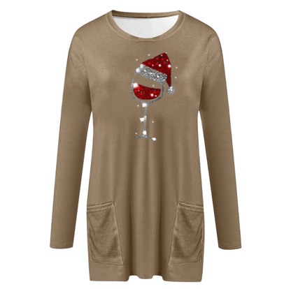 Holiday Wine Glass Sweater Dress | Festive Charm