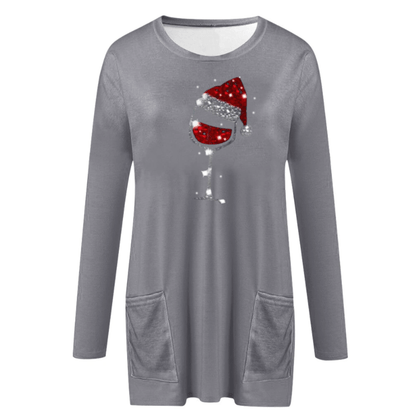 Holiday Wine Glass Sweater Dress | Festive Charm
