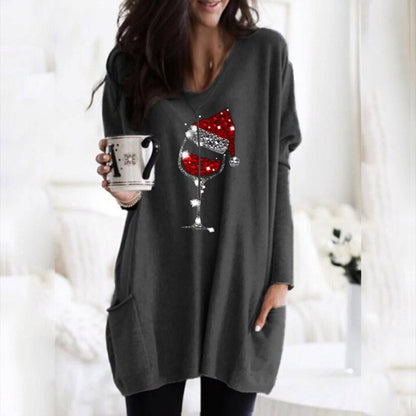 Holiday Wine Glass Sweater Dress | Festive Charm