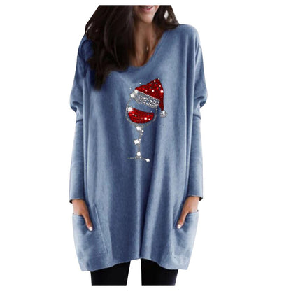 Holiday Wine Glass Sweater Dress | Festive Charm