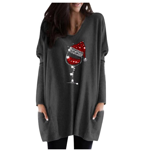 Holiday Wine Glass Sweater Dress | Festive Charm