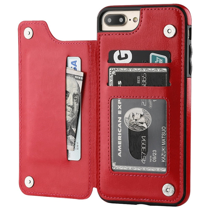Leather Wallet Phone Case | Multi-Card Slot & Built-In Stand