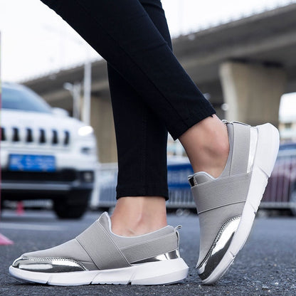 LuxeAthlete Slip-On Sneakers | Metallic Accent Fashion Sneakers
