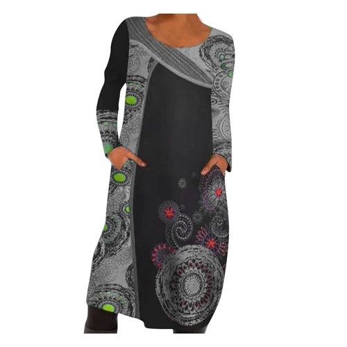 Mandala Print Midi Dress | Vibrant Bohemian Style Design