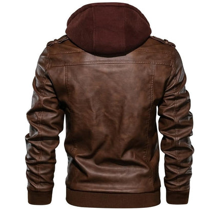 Men's Leather Jacket | Stylish Hooded Design with Premium Leather