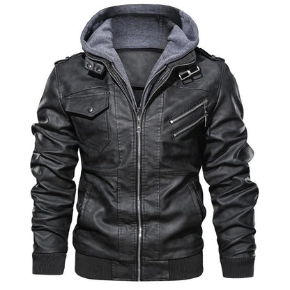 Men's Leather Jacket | Stylish Hooded Design with Premium Leather