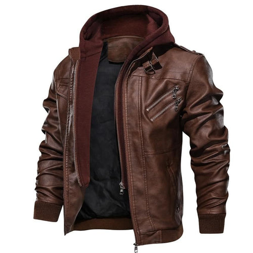 Men's Leather Jacket | Stylish Hooded Design with Premium Leather
