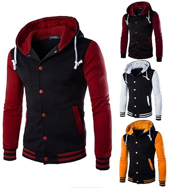 Men's Varsity Hoodie Jacket | Stylish Colorblock Design & Soft Fleece