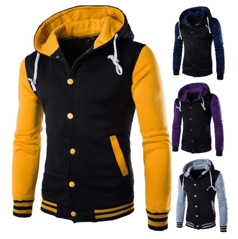 Men's Varsity Hoodie Jacket | Stylish Colorblock Design & Soft Fleece